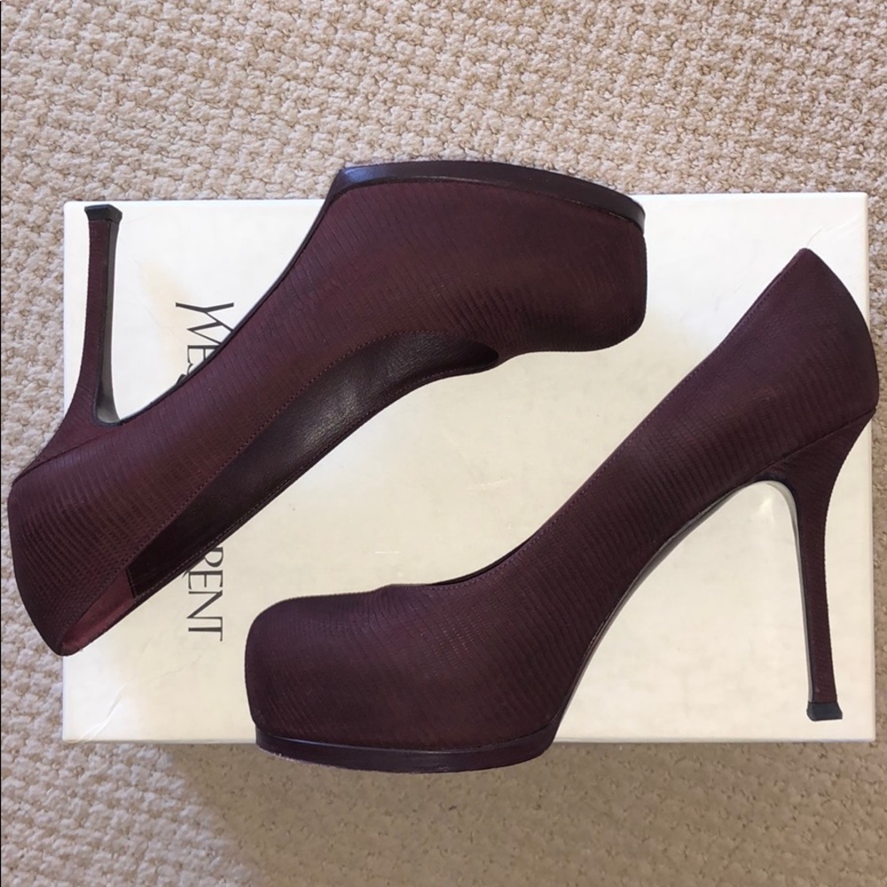 YSL Tribtoo 80 Pump Print Melilla Bourgogne